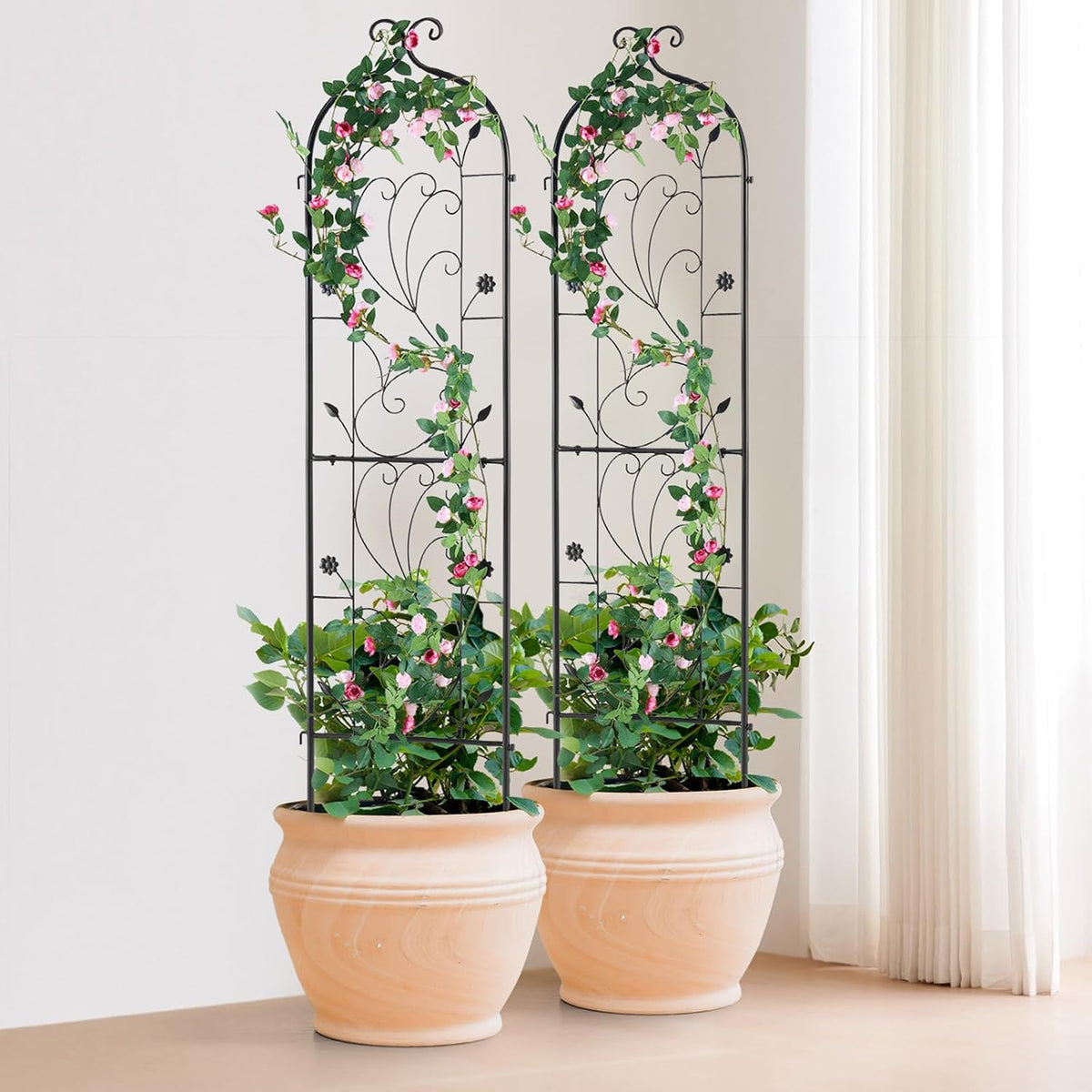 Garden Trellis for Climbing Plants 87x20 in 4-Pack Metal Rose Trellis