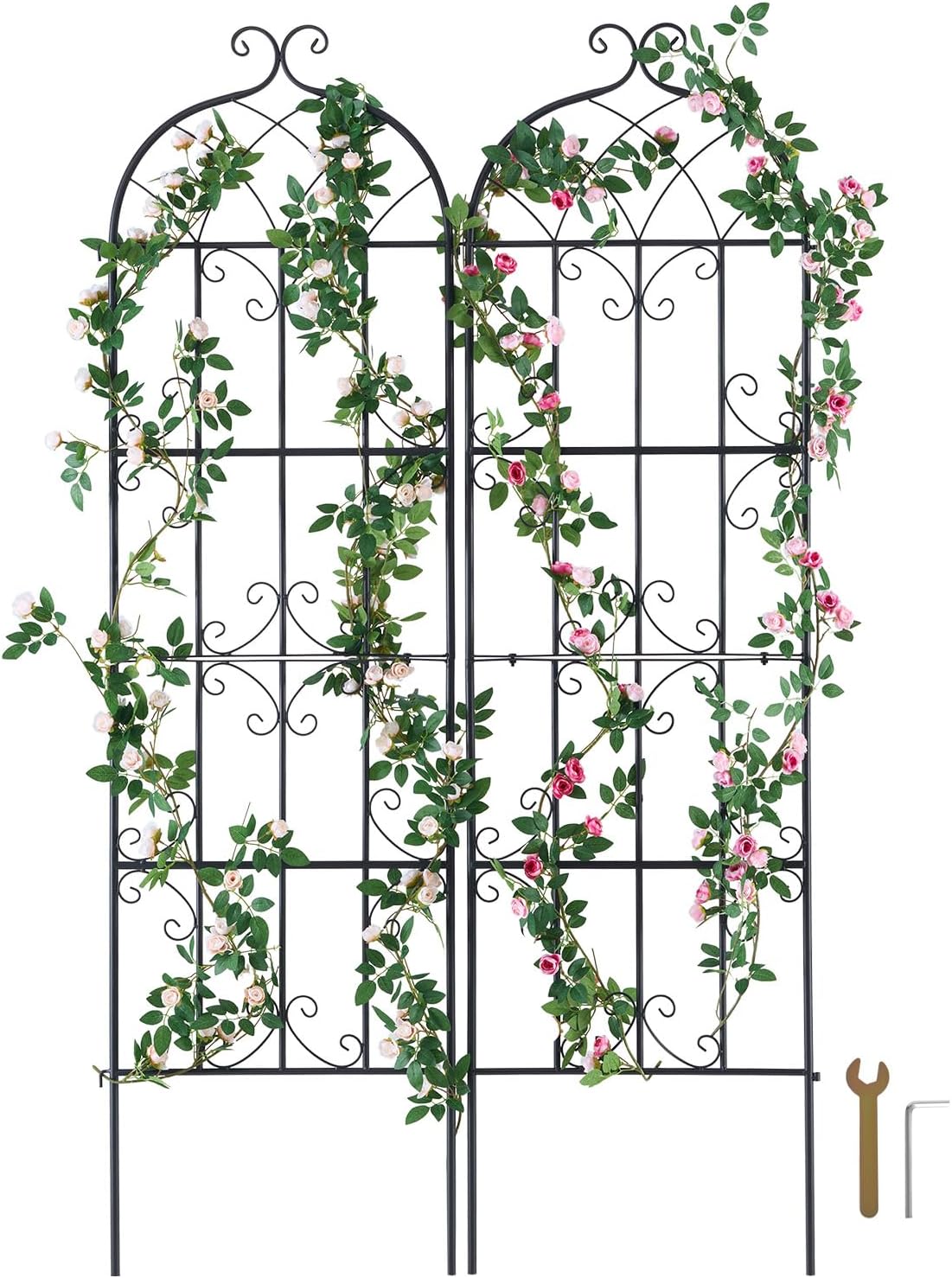 Garden Trellis for Climbing Plants 87x20 in 4-Pack Metal Rose Trellis