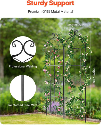 Garden Trellis for Climbing Plants 87x20 in 4-Pack Metal Rose Trellis