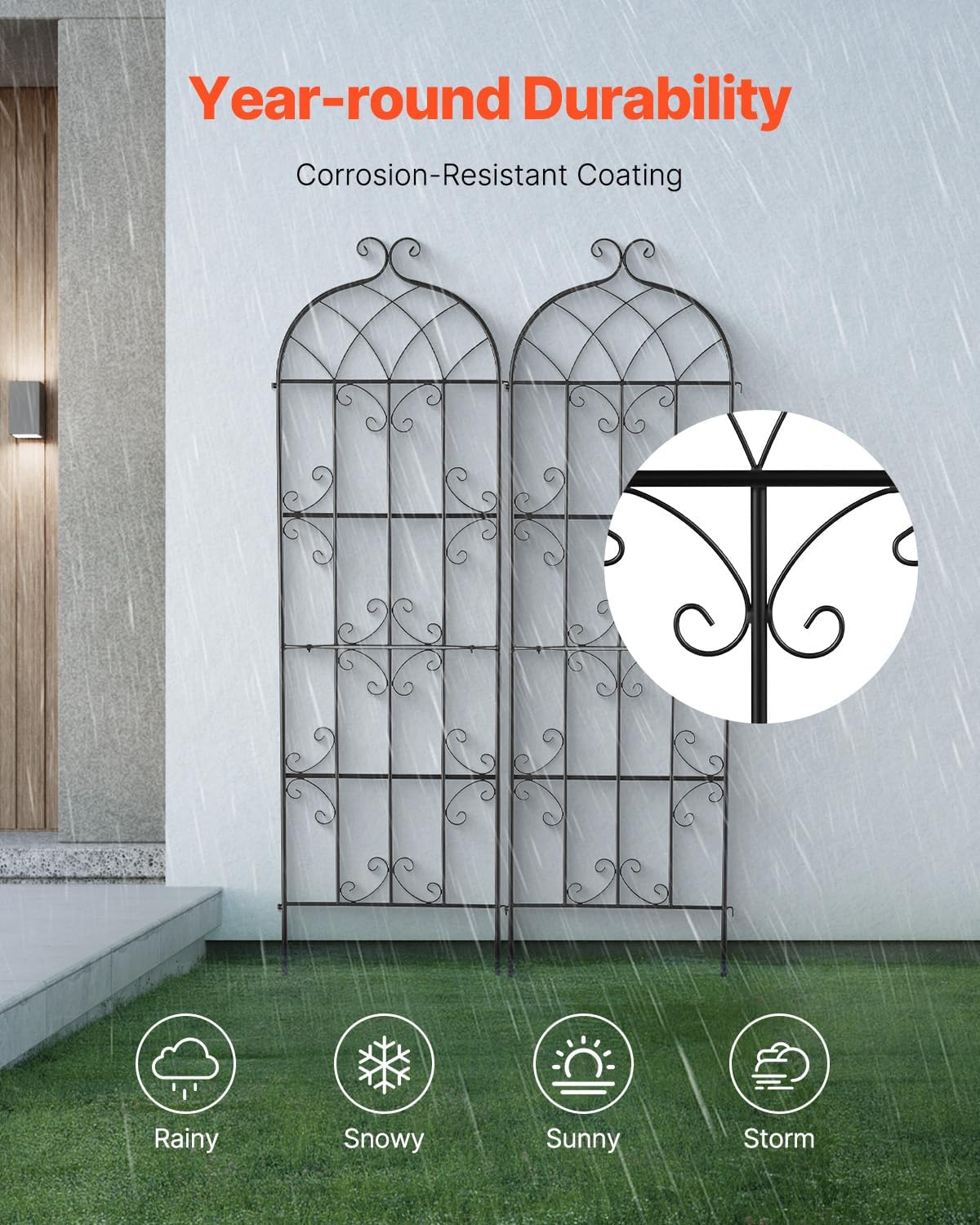 Garden Trellis for Climbing Plants 87x20 in 4-Pack Metal Rose Trellis