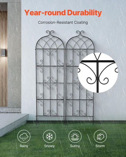 Garden Trellis for Climbing Plants 87x20 in 4-Pack Metal Rose Trellis