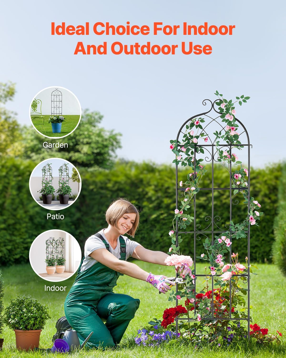 Garden Trellis for Climbing Plants 87x20 in 4-Pack Metal Rose Trellis
