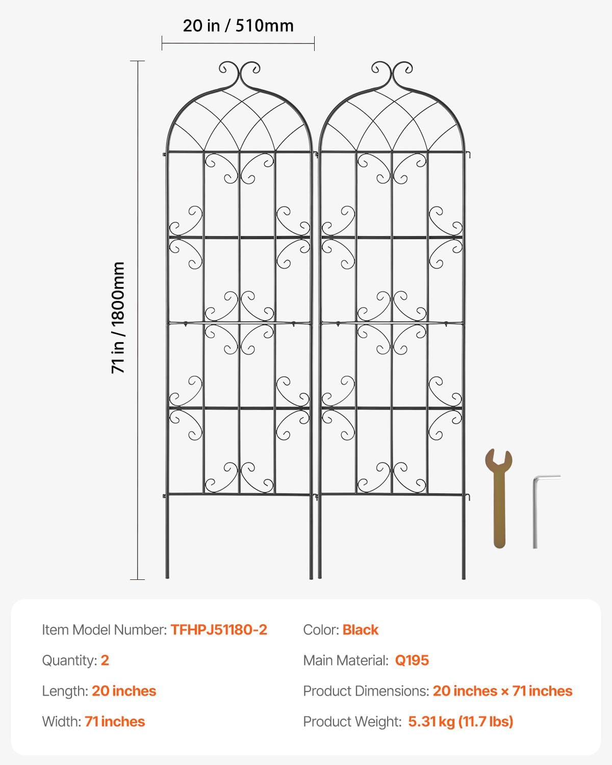 Garden Trellis for Climbing Plants 87x20 in 4-Pack Metal Rose Trellis