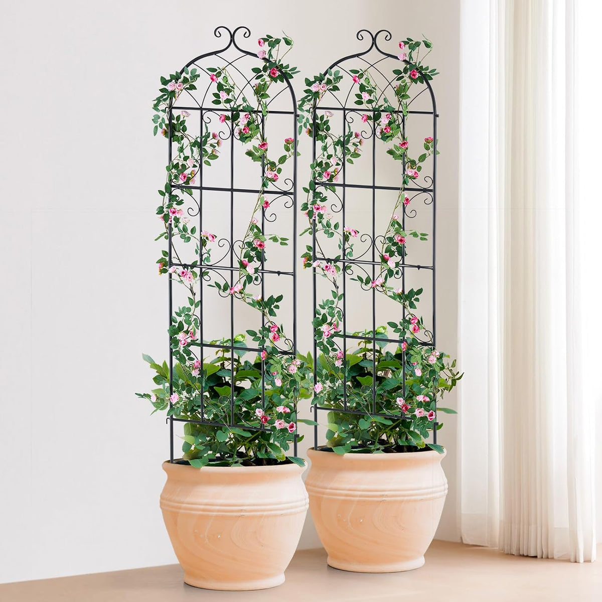 Garden Trellis for Climbing Plants 87x20 in 4-Pack Metal Rose Trellis