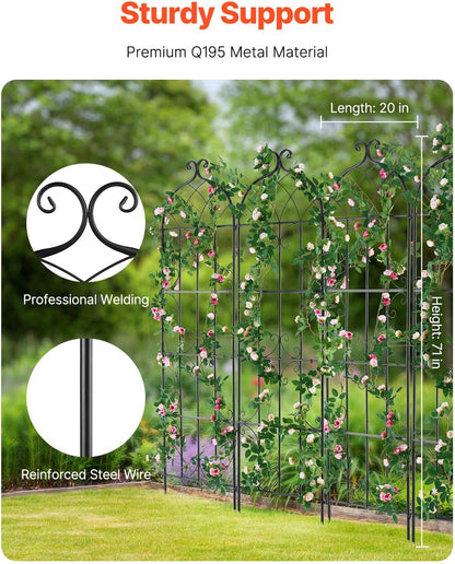 Garden Trellis for Climbing Plants 87x20 in 4-Pack Metal Rose Trellis