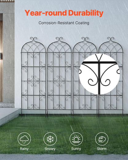 Garden Trellis for Climbing Plants 87x20 in 4-Pack Metal Rose Trellis