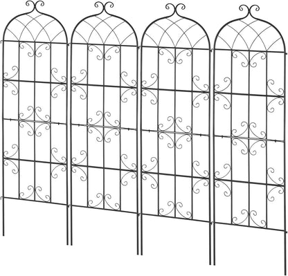 Garden Trellis for Climbing Plants 87x20 in 4-Pack Metal Rose Trellis