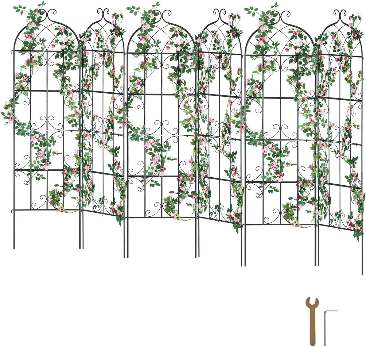 Garden Trellis for Climbing Plants 87x20 in 4-Pack Metal Rose Trellis