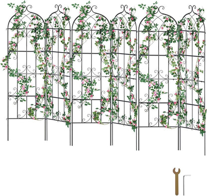 Garden Trellis for Climbing Plants 87x20 in 4-Pack Metal Rose Trellis