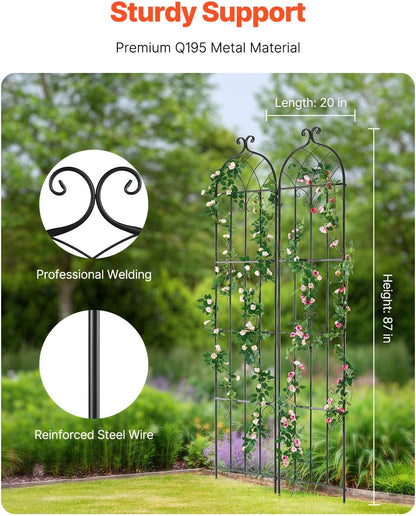 Garden Trellis for Climbing Plants 87x20 in 4-Pack Metal Rose Trellis