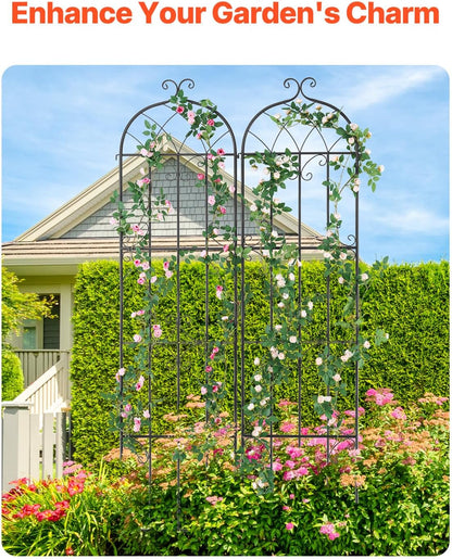 Garden Trellis for Climbing Plants 87x20 in 4-Pack Metal Rose Trellis
