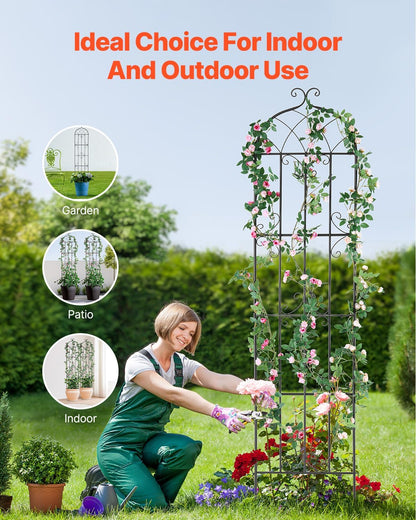 Garden Trellis for Climbing Plants 87x20 in 4-Pack Metal Rose Trellis