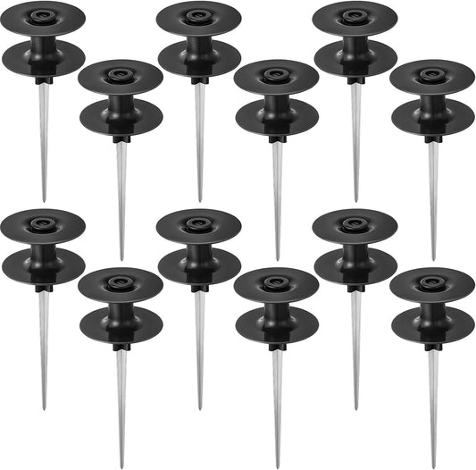 12 Pieces 10 Inch Garden Hose Guide Spike, Zinc Coated Rustproof Heavy Duty Metal Stake with Top, Keeps Garden Hose Out of Flower Beds, Guard for Yard Plant Protection (Black)