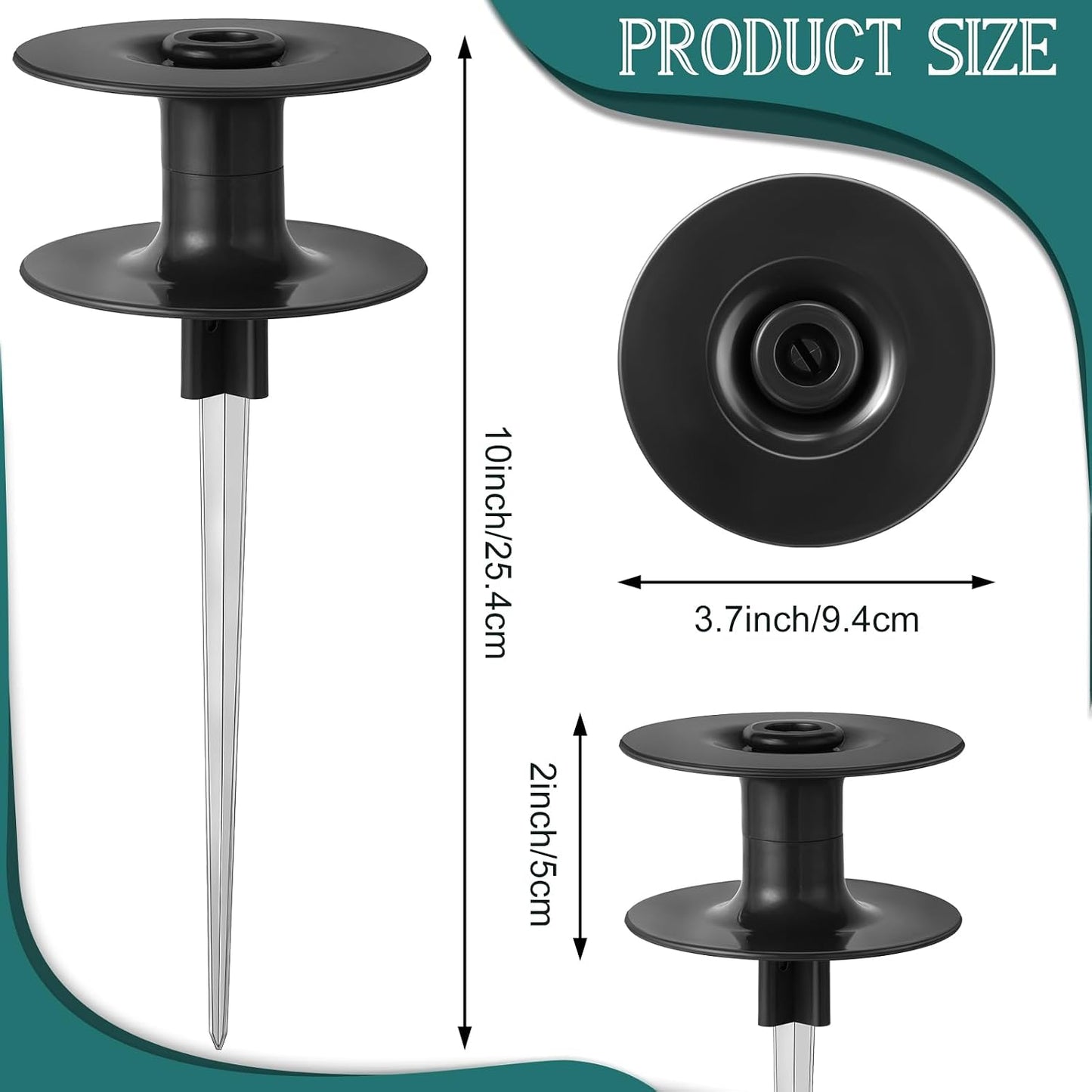 12 Pieces 10 Inch Garden Hose Guide Spike, Zinc Coated Rustproof Heavy Duty Metal Stake with Top, Keeps Garden Hose Out of Flower Beds, Guard for Yard Plant Protection (Black)
