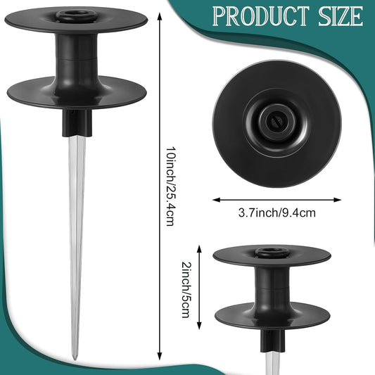 12 Pieces 10 Inch Garden Hose Guide Spike, Zinc Coated Rustproof Heavy Duty Metal Stake with Top, Keeps Garden Hose Out of Flower Beds, Guard for Yard Plant Protection (Black)