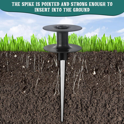 12 Pieces 10 Inch Garden Hose Guide Spike, Zinc Coated Rustproof Heavy Duty Metal Stake with Top, Keeps Garden Hose Out of Flower Beds, Guard for Yard Plant Protection (Black)