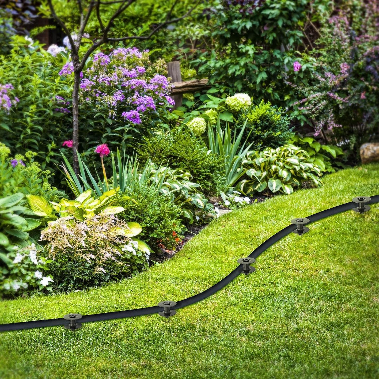 12 Pieces 10 Inch Garden Hose Guide Spike, Zinc Coated Rustproof Heavy Duty Metal Stake with Top, Keeps Garden Hose Out of Flower Beds, Guard for Yard Plant Protection (Black)