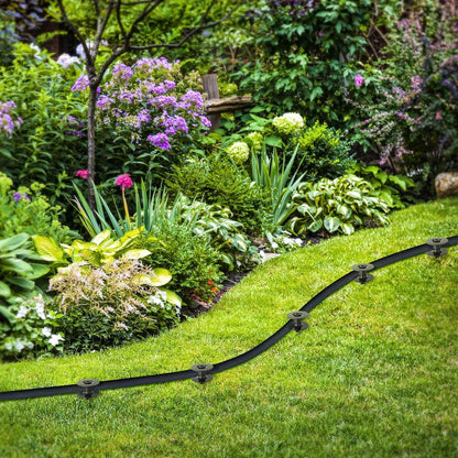 12 Pieces 10 Inch Garden Hose Guide Spike, Zinc Coated Rustproof Heavy Duty Metal Stake with Top, Keeps Garden Hose Out of Flower Beds, Guard for Yard Plant Protection (Black)