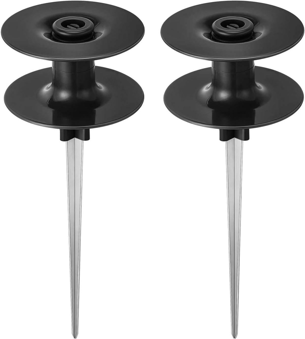 12 Pieces 10 Inch Garden Hose Guide Spike, Zinc Coated Rustproof Heavy Duty Metal Stake with Top, Keeps Garden Hose Out of Flower Beds, Guard for Yard Plant Protection (Black)