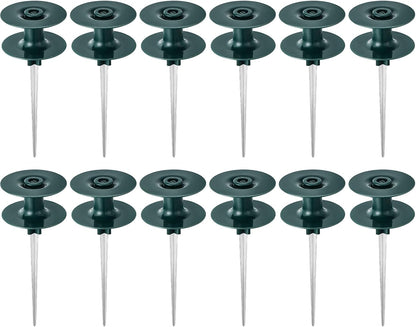 12 Pieces 10 Inch Garden Hose Guide Spike, Zinc Coated Rustproof Heavy Duty Metal Stake with Top, Keeps Garden Hose Out of Flower Beds, Guard for Yard Plant Protection (Black)