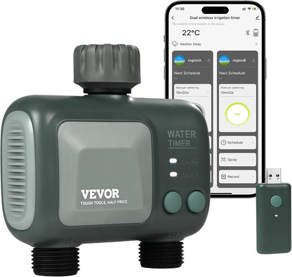 WiFi Sprinkler Timer, Single Outlet, Smart Hose Faucet Water Timer with Brass Inlet, APP Control via 2.4Ghz WiFi or Bluetooth, Voice Control with Alexa Google Assistant, IPX6 for Yard Watering