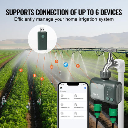 WiFi Sprinkler Timer, Single Outlet, Smart Hose Faucet Water Timer with Brass Inlet, APP Control via 2.4Ghz WiFi or Bluetooth, Voice Control with Alexa Google Assistant, IPX6 for Yard Watering