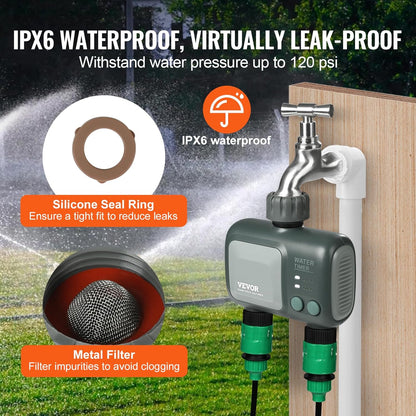 WiFi Sprinkler Timer, Single Outlet, Smart Hose Faucet Water Timer with Brass Inlet, APP Control via 2.4Ghz WiFi or Bluetooth, Voice Control with Alexa Google Assistant, IPX6 for Yard Watering