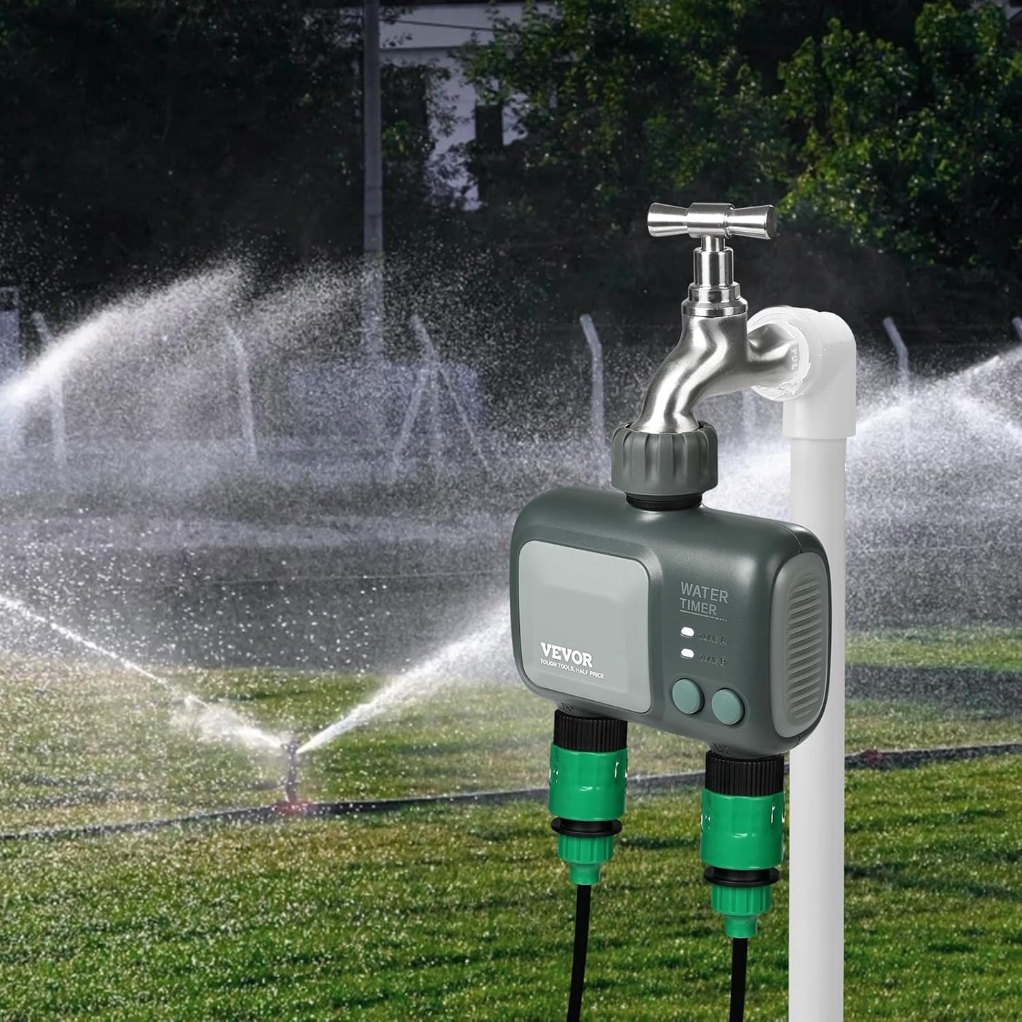 WiFi Sprinkler Timer, Single Outlet, Smart Hose Faucet Water Timer with Brass Inlet, APP Control via 2.4Ghz WiFi or Bluetooth, Voice Control with Alexa Google Assistant, IPX6 for Yard Watering