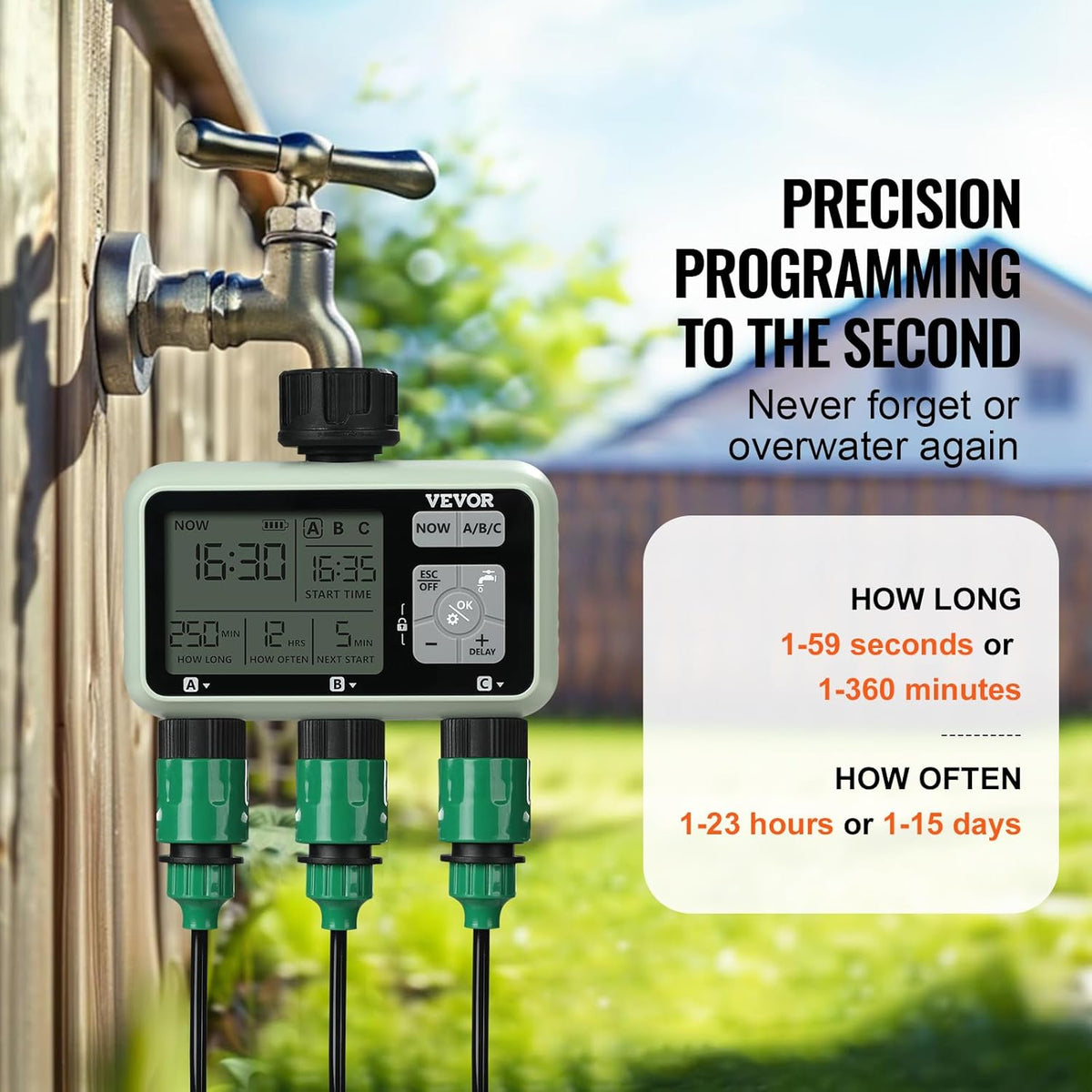 WiFi Sprinkler Timer, Single Outlet, Smart Hose Faucet Water Timer with Brass Inlet, APP Control via 2.4Ghz WiFi or Bluetooth, Voice Control with Alexa Google Assistant, IPX6 for Yard Watering