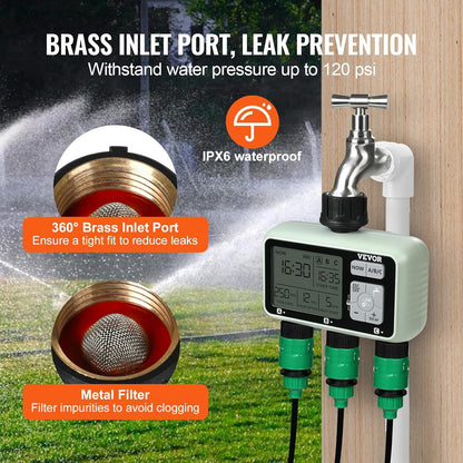 WiFi Sprinkler Timer, Single Outlet, Smart Hose Faucet Water Timer with Brass Inlet, APP Control via 2.4Ghz WiFi or Bluetooth, Voice Control with Alexa Google Assistant, IPX6 for Yard Watering