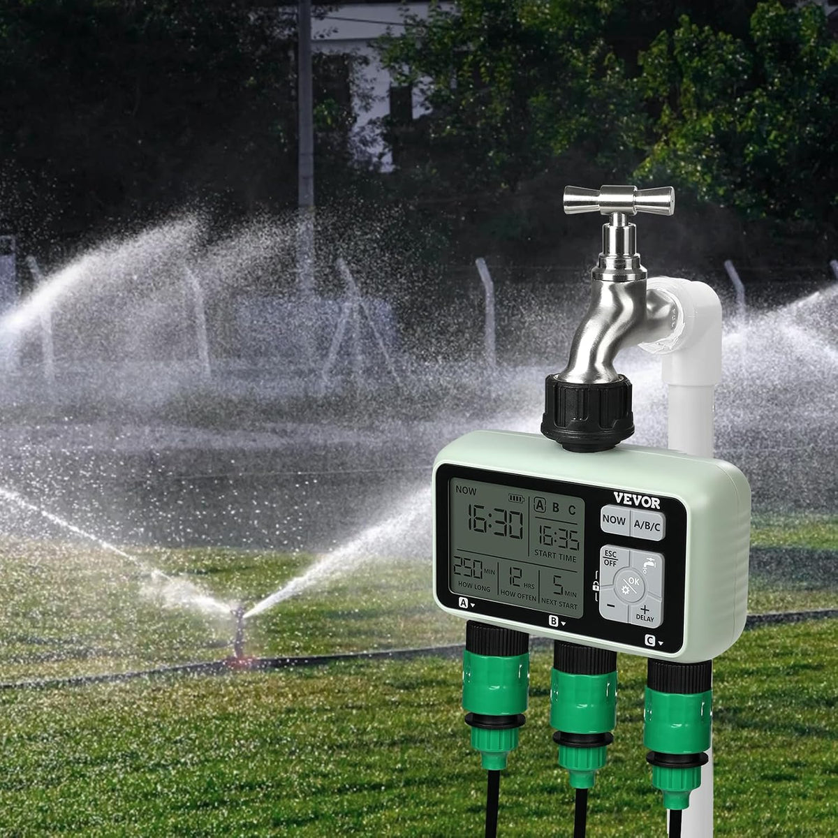 WiFi Sprinkler Timer, Single Outlet, Smart Hose Faucet Water Timer with Brass Inlet, APP Control via 2.4Ghz WiFi or Bluetooth, Voice Control with Alexa Google Assistant, IPX6 for Yard Watering