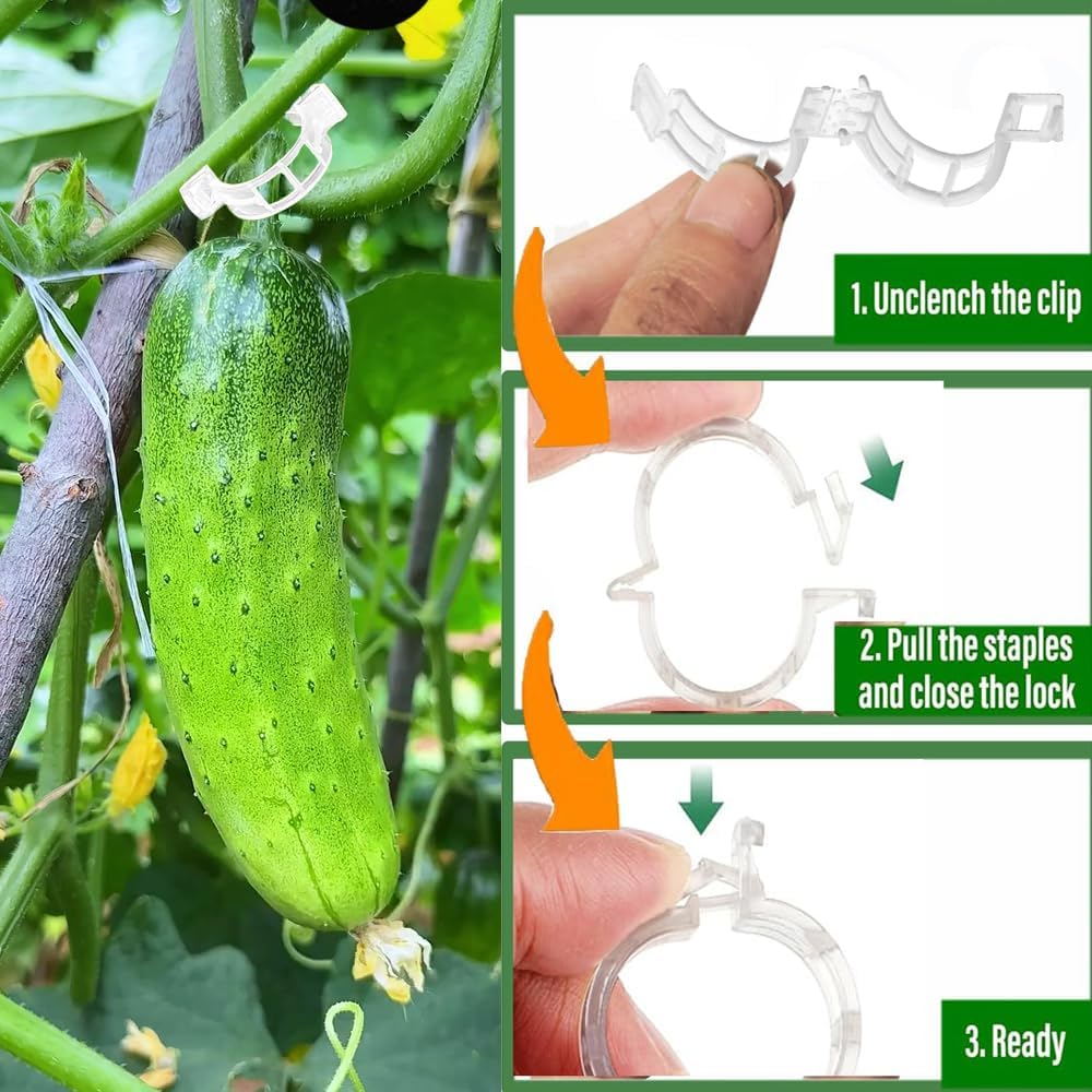Plant Support Garden Clips, Tomato Clips, Crop Clips for Vine Vegetables, Fixing Tomato, Sweet Pepper, Eggplant, Makes Plants Grow Upright and Healthier 50pcs