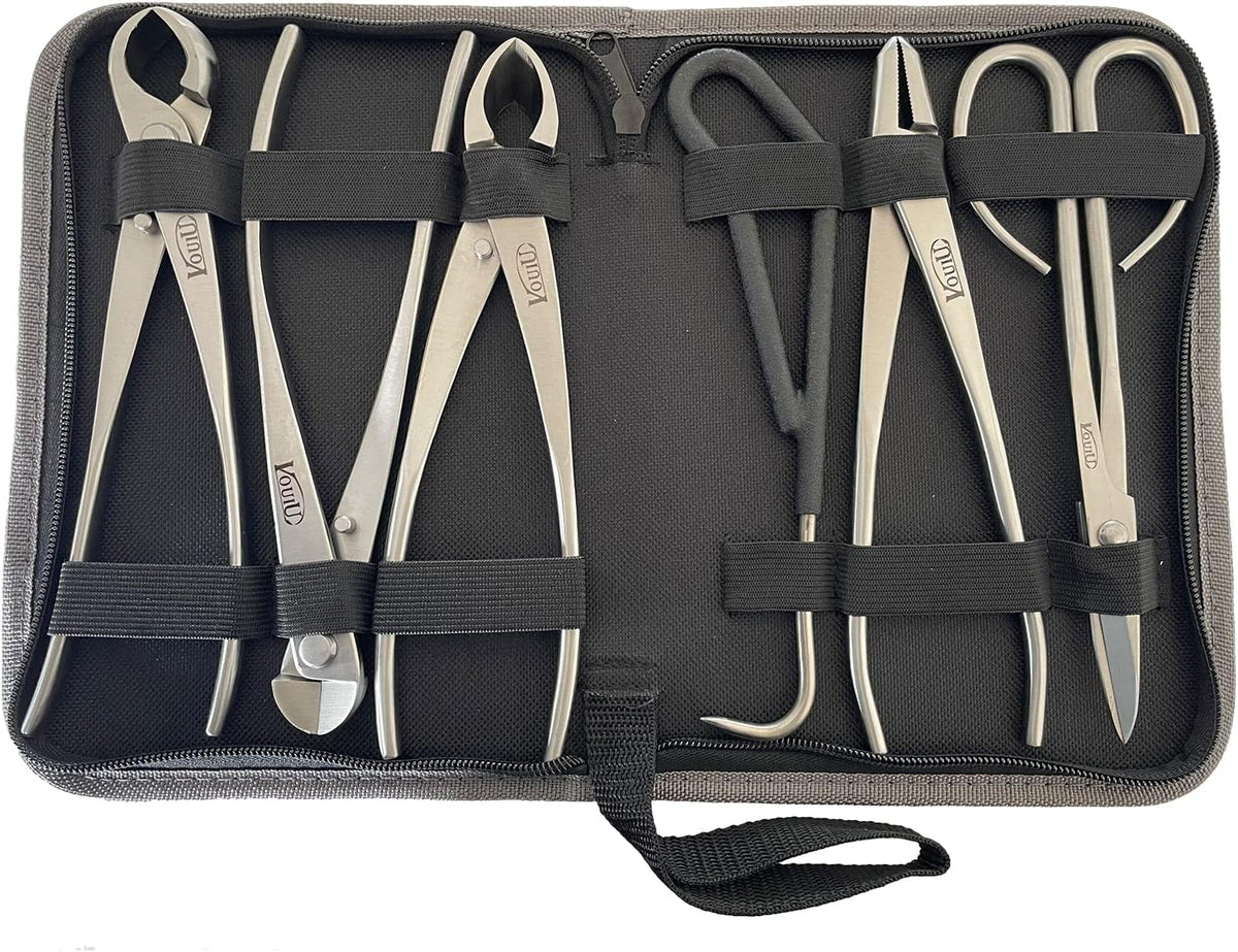 6-Piece Bonsai Tool Set,Concave Cutter,Knob Cutter,Jin Pliers,Wire Cutter,Bonsai Scissors, Root Hook