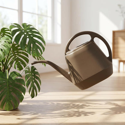 Plastic Watering Can, 1-Gallon, Deep Gray