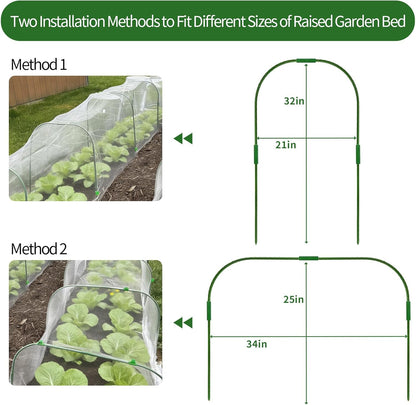 Garden Netting Kit for Raised Beds, Ultra Fine Garden Mesh Netting 8x20ft & 5 Sets Garden Hoops with Clips, Row Cover Net Protection Plant Covers Set for Greenhouse Vegetable Fruits Flowers Barrier