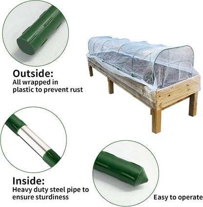 Garden Netting Kit for Raised Beds, Ultra Fine Garden Mesh Netting 8x20ft & 5 Sets Garden Hoops with Clips, Row Cover Net Protection Plant Covers Set for Greenhouse Vegetable Fruits Flowers Barrier
