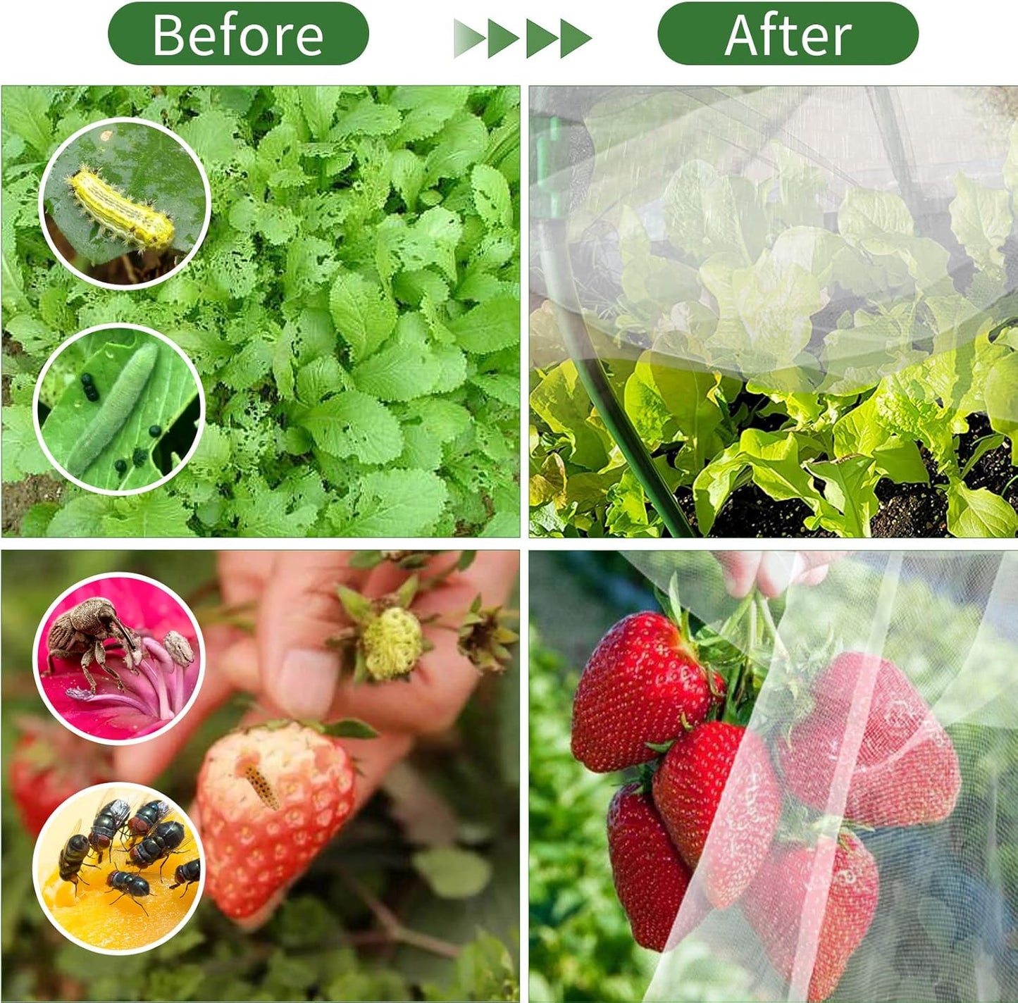 Garden Netting Kit for Raised Beds, Ultra Fine Garden Mesh Netting 8x20ft & 5 Sets Garden Hoops with Clips, Row Cover Net Protection Plant Covers Set for Greenhouse Vegetable Fruits Flowers Barrier