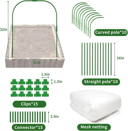 Garden Netting Kit for Raised Beds, Ultra Fine Garden Mesh Netting 8x20ft & 5 Sets Garden Hoops with Clips, Row Cover Net Protection Plant Covers Set for Greenhouse Vegetable Fruits Flowers Barrier