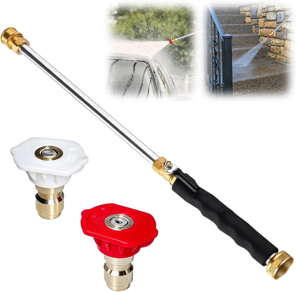 High Pressure Washer Wand with 2 Nozzle Attachments, 2026 New Jet Nozzle for Garden Hose Power Washer Wand Hydro Jet High Pressure Washer Tools (Black)