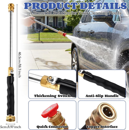 High Pressure Washer Wand with 2 Nozzle Attachments, 2026 New Jet Nozzle for Garden Hose Power Washer Wand Hydro Jet High Pressure Washer Tools (Black)