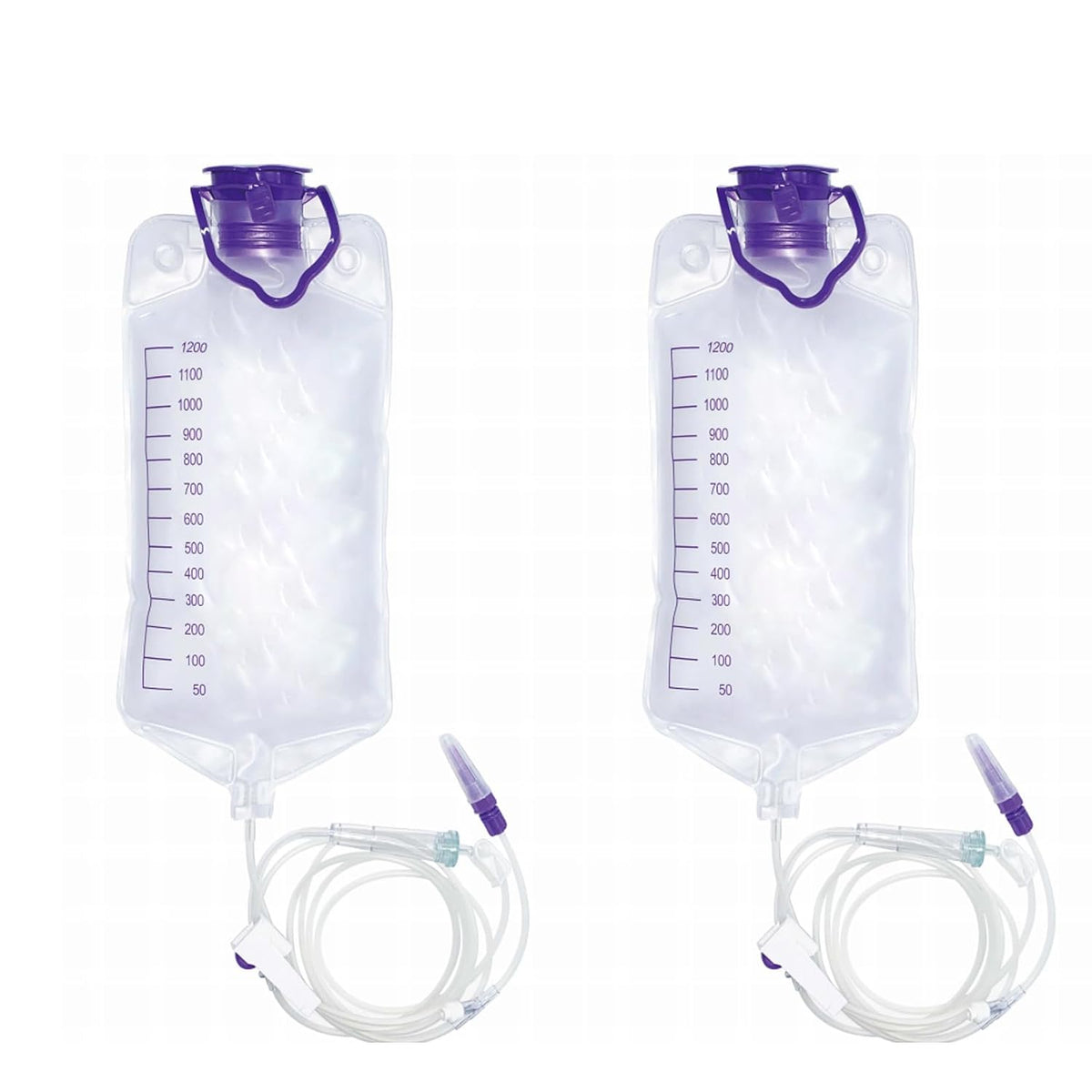 2 Pcs, 1200ml Plant Drip Irrigation Kit, Adjustable Gravity Bags with Large Bore & Tube, Plastic, Water Pressure-Driven