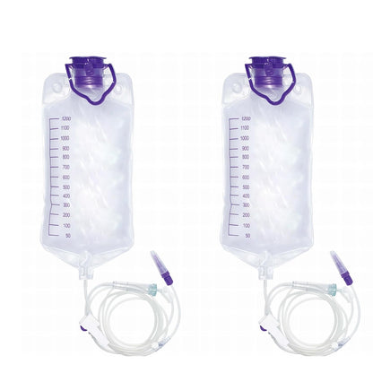 2 Pcs, 1200ml Plant Drip Irrigation Kit, Adjustable Gravity Bags with Large Bore & Tube, Plastic, Water Pressure-Driven