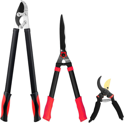 Loppers, Hedge Shears & Pruners Combo Set, 3-Piece Hedge Clippers