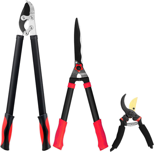 Loppers, Hedge Shears & Pruners Combo Set, 3-Piece Hedge Clippers