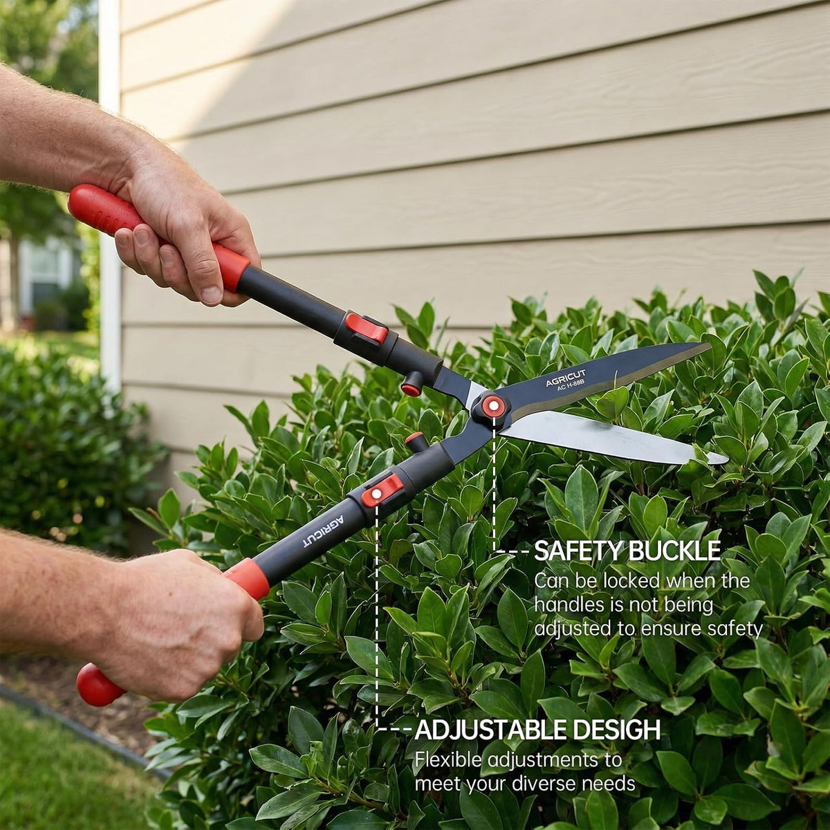 Telescopic Hedge Shears – Heavy Duty Garden Shears with Patented Wavy Blade, High Carbon Steel, Extendable Aluminium Handles 700-930mm – For Precision Trimming of Tall Hedges