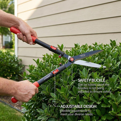 Telescopic Hedge Shears – Heavy Duty Garden Shears with Patented Wavy Blade, High Carbon Steel, Extendable Aluminium Handles 700-930mm – For Precision Trimming of Tall Hedges