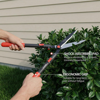 Telescopic Hedge Shears – Heavy Duty Garden Shears with Patented Wavy Blade, High Carbon Steel, Extendable Aluminium Handles 700-930mm – For Precision Trimming of Tall Hedges