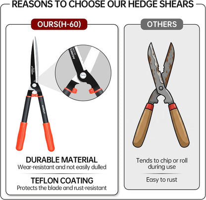 Telescopic Hedge Shears – Heavy Duty Garden Shears with Patented Wavy Blade, High Carbon Steel, Extendable Aluminium Handles 700-930mm – For Precision Trimming of Tall Hedges