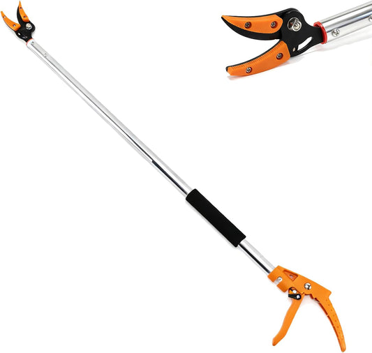3.5 ft (1.0m) Cut & Tree Trimmer for Precision Gardening Pruning & Fruit picking, 40 in Long Reach Pruning Shears - Lightweight Aluminum Rust-Resistant Picker, Branch Bypass Loppers(1/4" Max Cut)