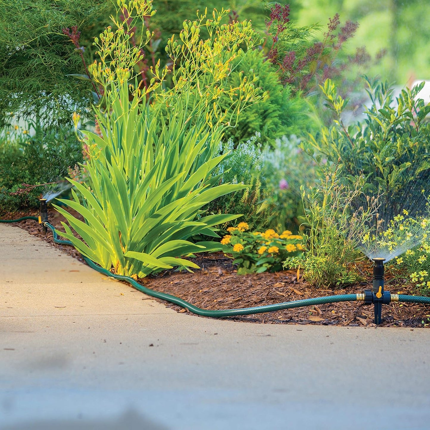 Multi-Adjustable Watering Set, 1800 Sq Ft: 3 Sprinklers, 2 Hoses
